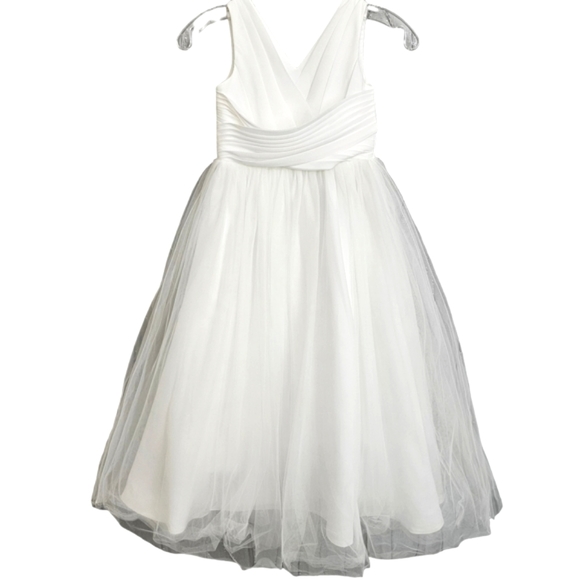 Nwot Girls Treasure White Chiffon/Tulle Full Skirt Sleeveless Flower Girl Gown - Picture 3 of 16